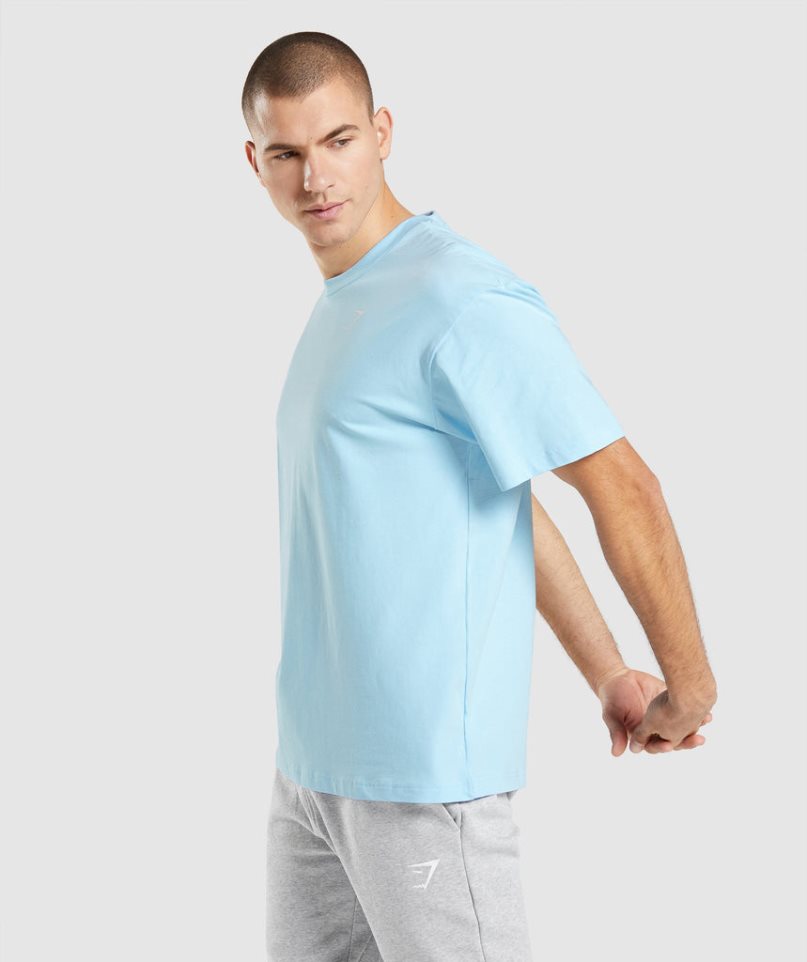 Gymshark Essential Oversized T-shirts Herren Hellblau | 95613LZON