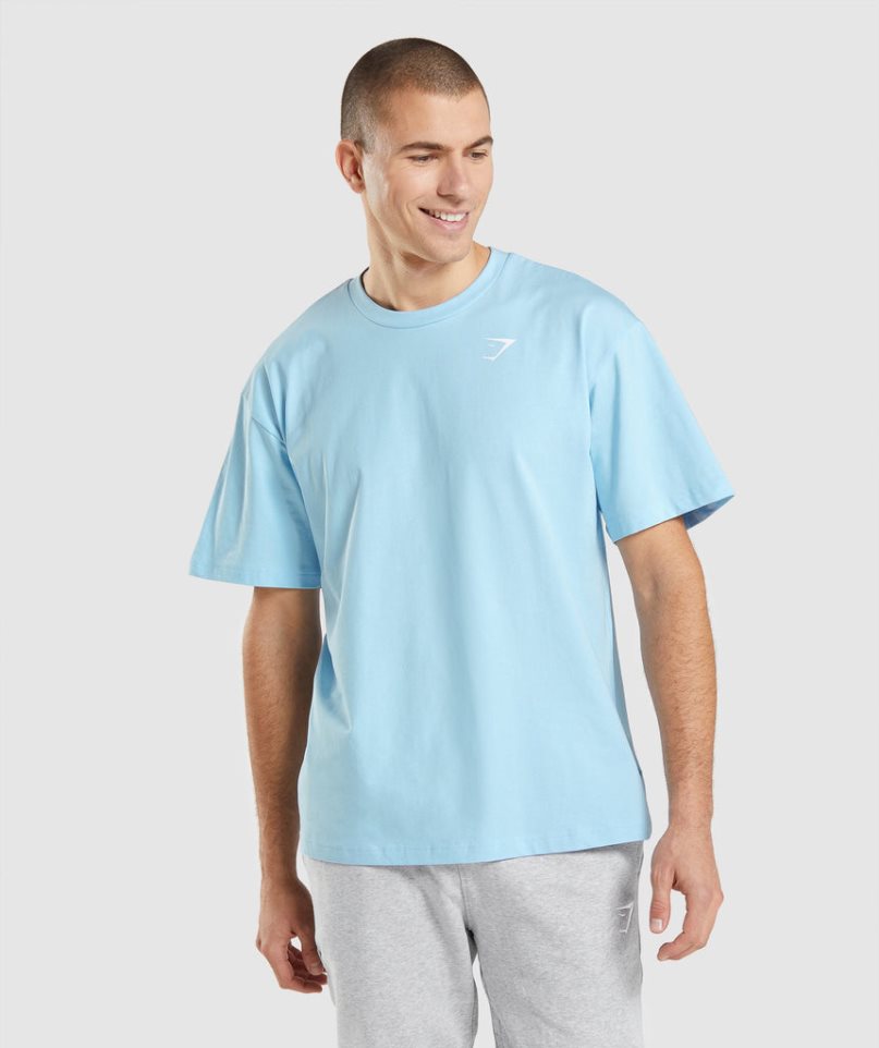 Gymshark Essential Oversized T-shirts Herren Hellblau | 95613LZON