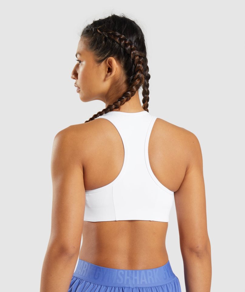 Gymshark Essential Racer Back Sport Bh Damen Weiß | 71462ZARQ