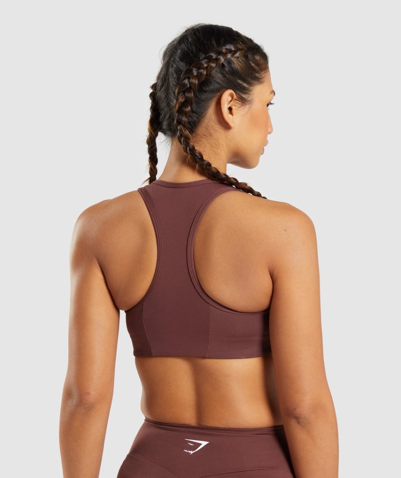 Gymshark Essential Racer Back Sport Bh Damen Dunkelbraun | 85713SZFL