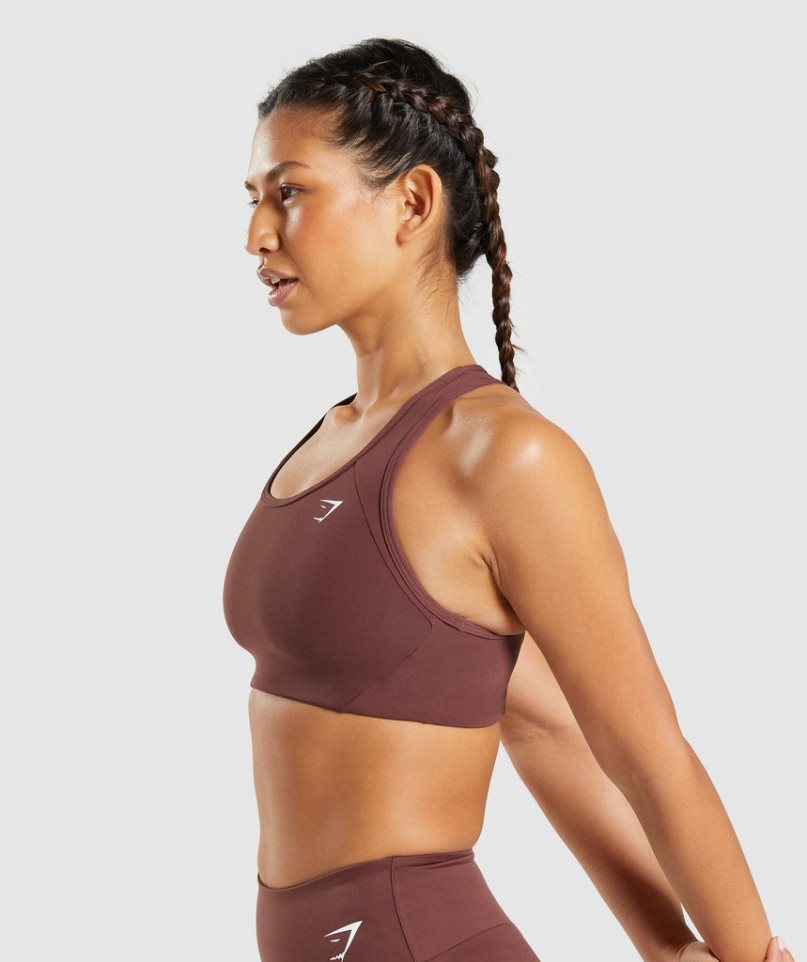 Gymshark Essential Racer Back Sport Bh Damen Dunkelbraun | 85713SZFL