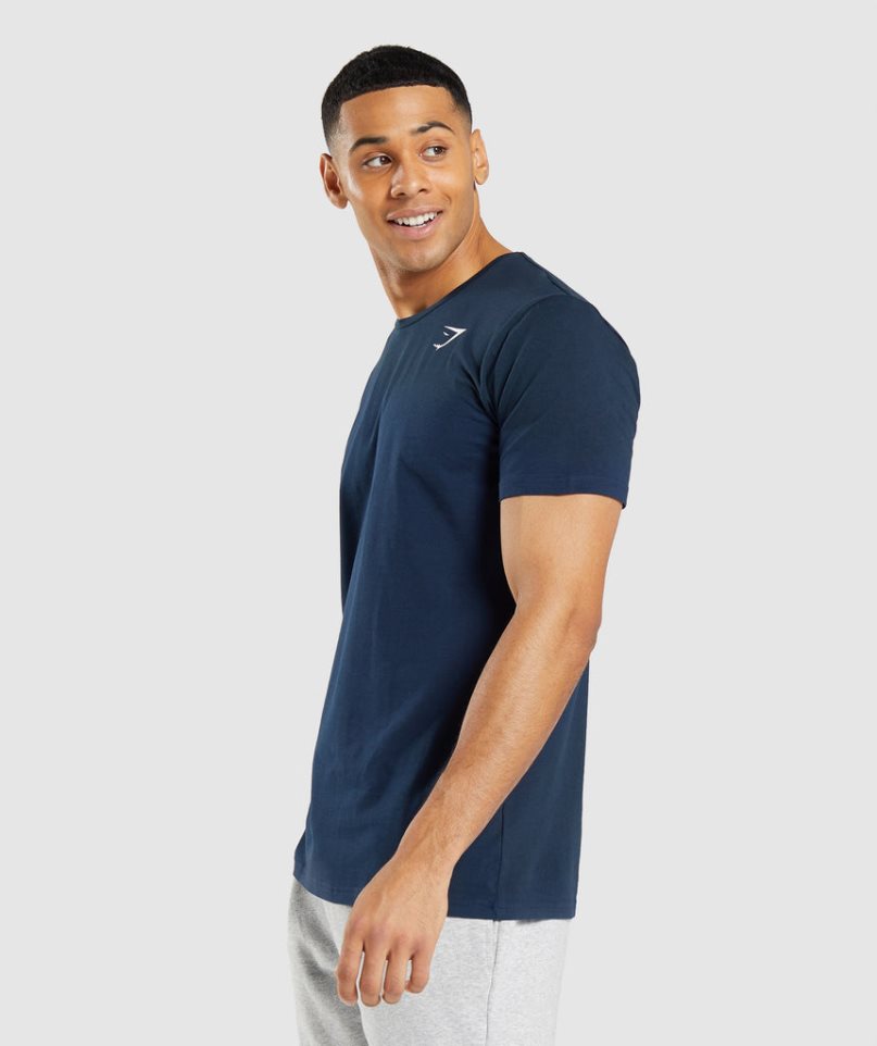 Gymshark Essential T-shirts Herren Navy | 75016PDRU