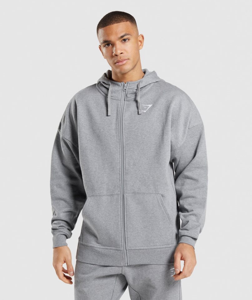 Gymshark Essential Zip Up Hoodie Herren Grau | 75840PKAF