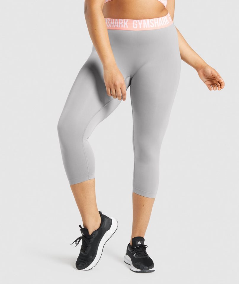 Gymshark Fit Seamless Cropped Leggings Damen Hellgrau | 52486OERL