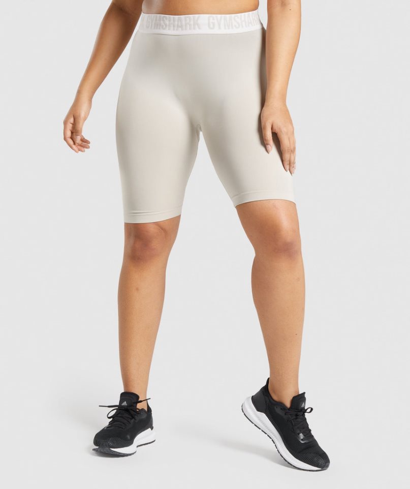 Gymshark Fit Seamless Cycling Kurze Hose Damen Hellgrau | 90473WINU