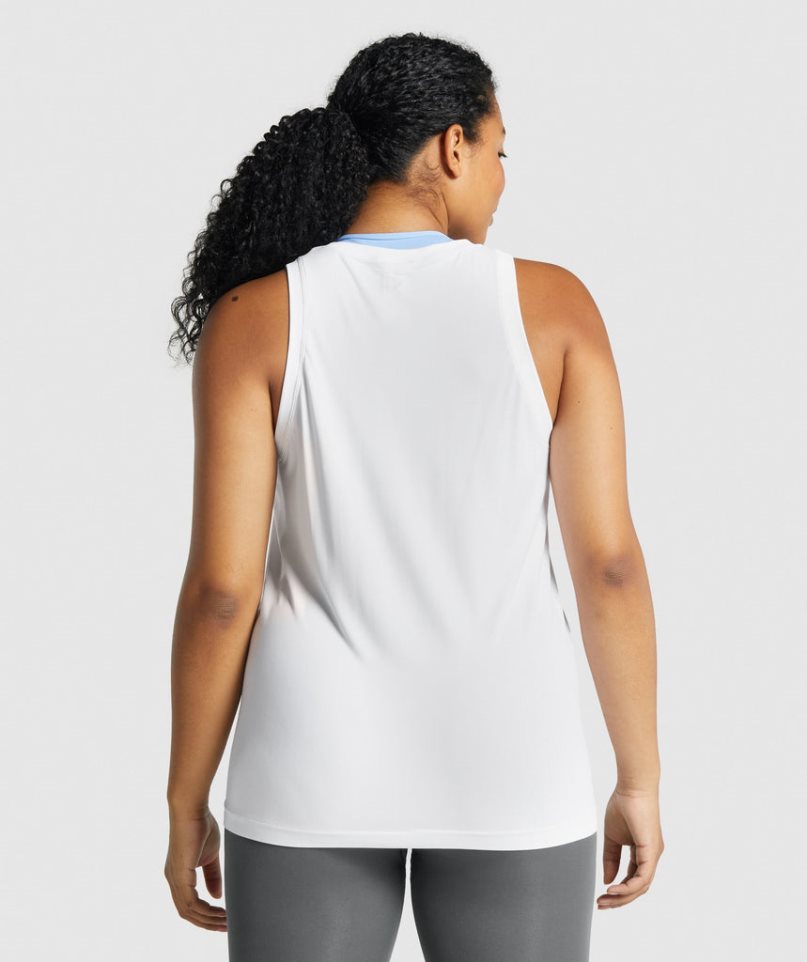 Gymshark Fit Seamless Loose Muskelshirt Damen Weiß | 89240FZDC