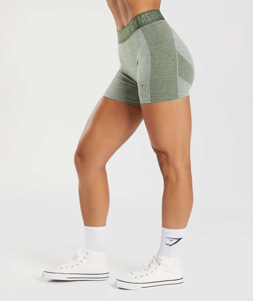 Gymshark Flex Kurze Hose Damen Grau Olivgrün | 87294VOLH