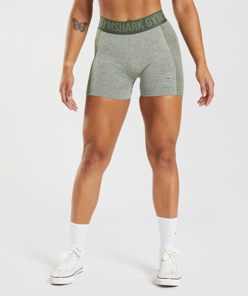 Gymshark Flex Kurze Hose Damen Grau Olivgrün | 87294VOLH