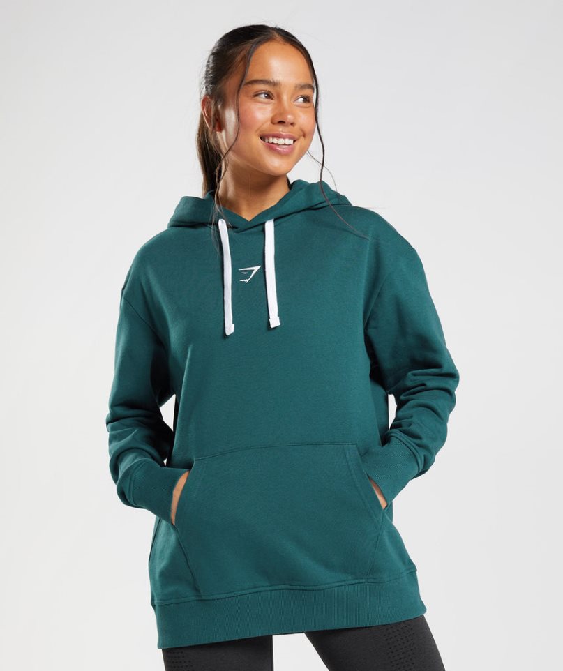 Gymshark Fraction Hoodie Damen Dunkelgrün | 18637AXEW