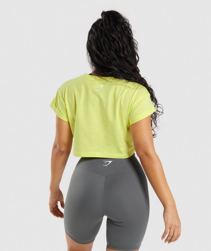 Gymshark Fraction Kurz Geschnittene Oberteile Damen Gelb | 05739FEHS