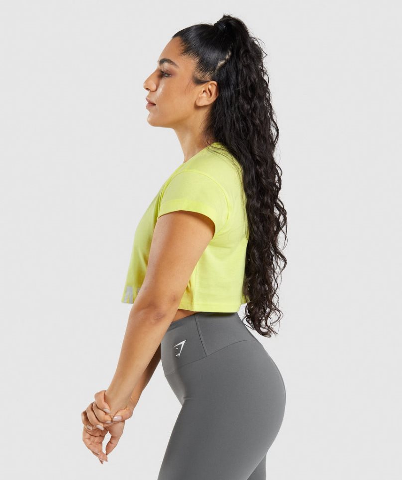 Gymshark Fraction Kurz Geschnittene Oberteile Damen Gelb | 05739FEHS