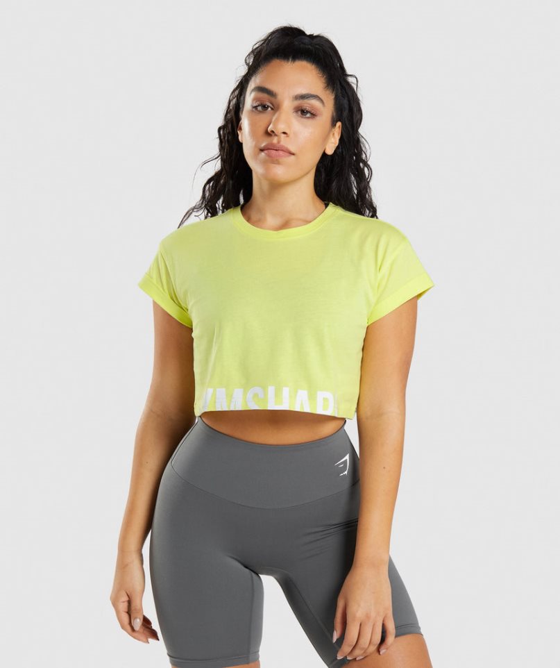 Gymshark Fraction Kurz Geschnittene Oberteile Damen Gelb | 05739FEHS