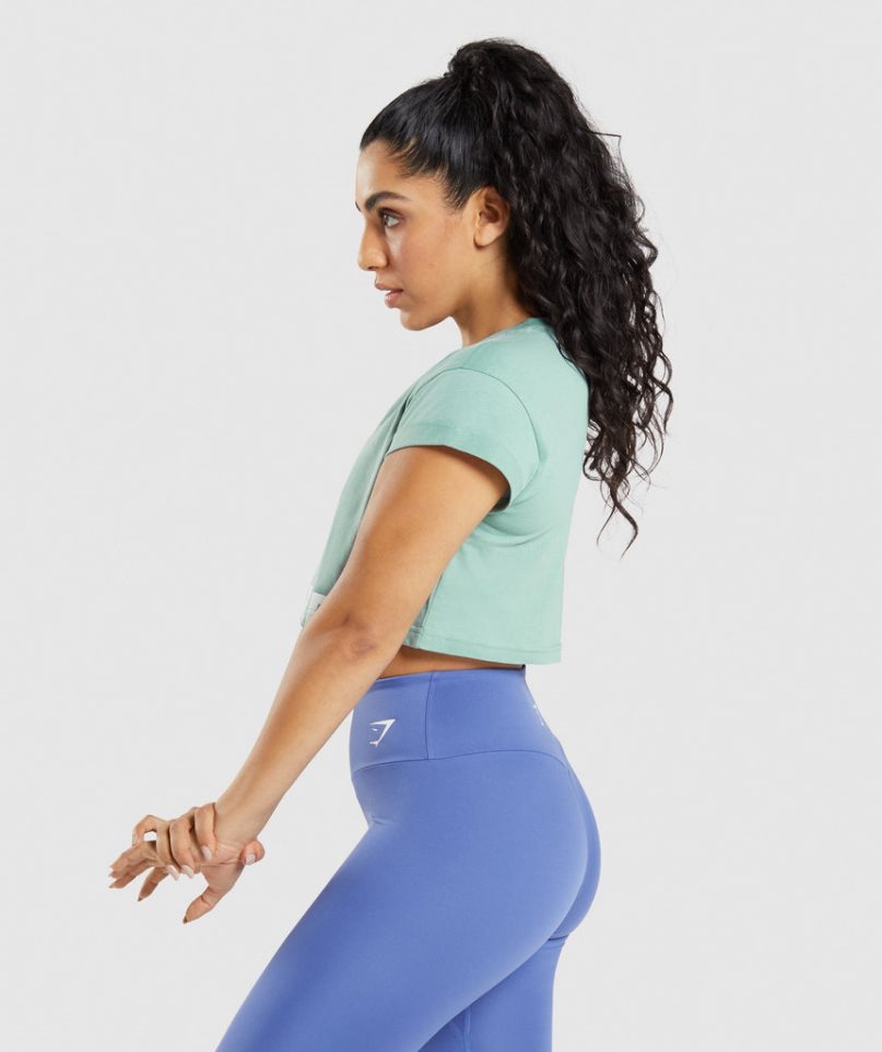 Gymshark Fraction Kurz Geschnittene Oberteile Damen Hellgrün | 71209DJFE