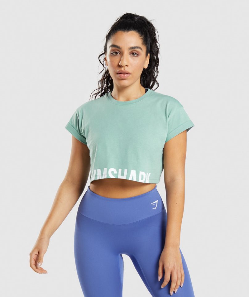 Gymshark Fraction Kurz Geschnittene Oberteile Damen Hellgrün | 71209DJFE