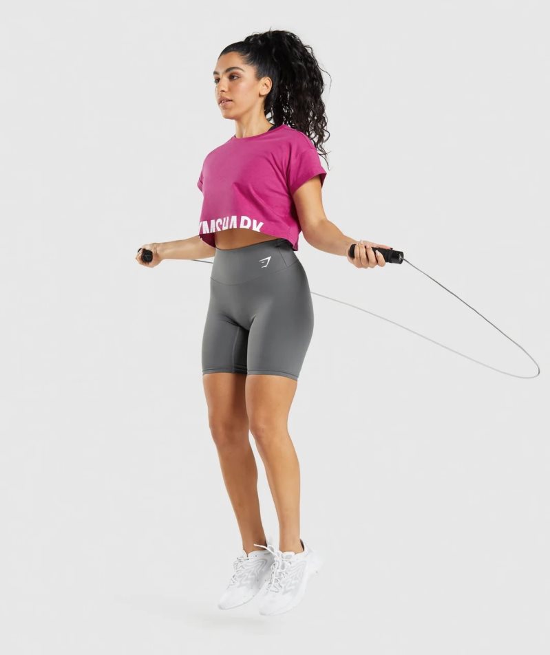 Gymshark Fraction Kurz Geschnittene Oberteile Damen Fuchsie | 84019WGDA