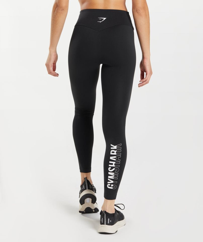 Gymshark Fraction Leggings Damen Schwarz Weiß | 81063QLOT