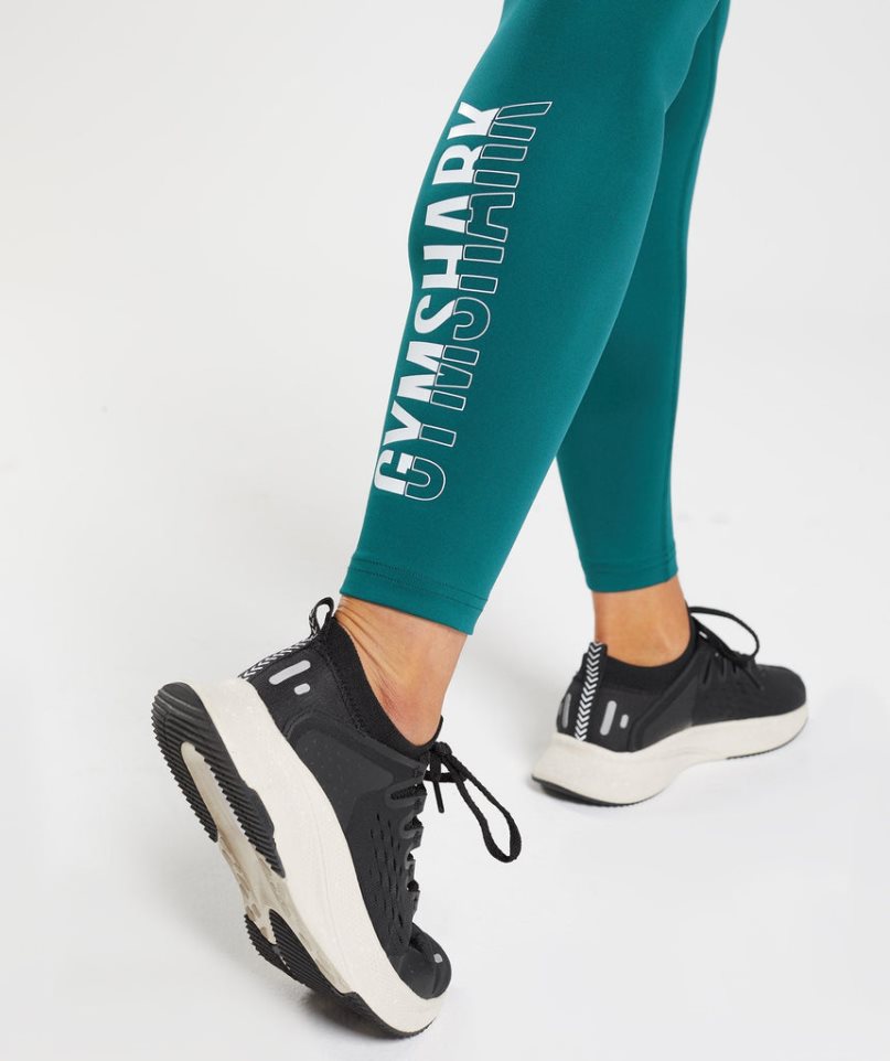 Gymshark Fraction Leggings Damen Türkis | 49056VXBL