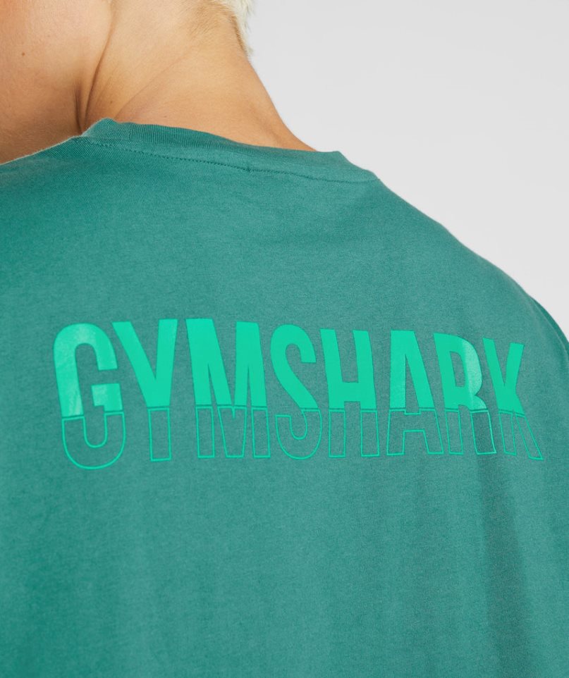 Gymshark Fraction Oversized T-shirts Damen Grün | 07429AQKI