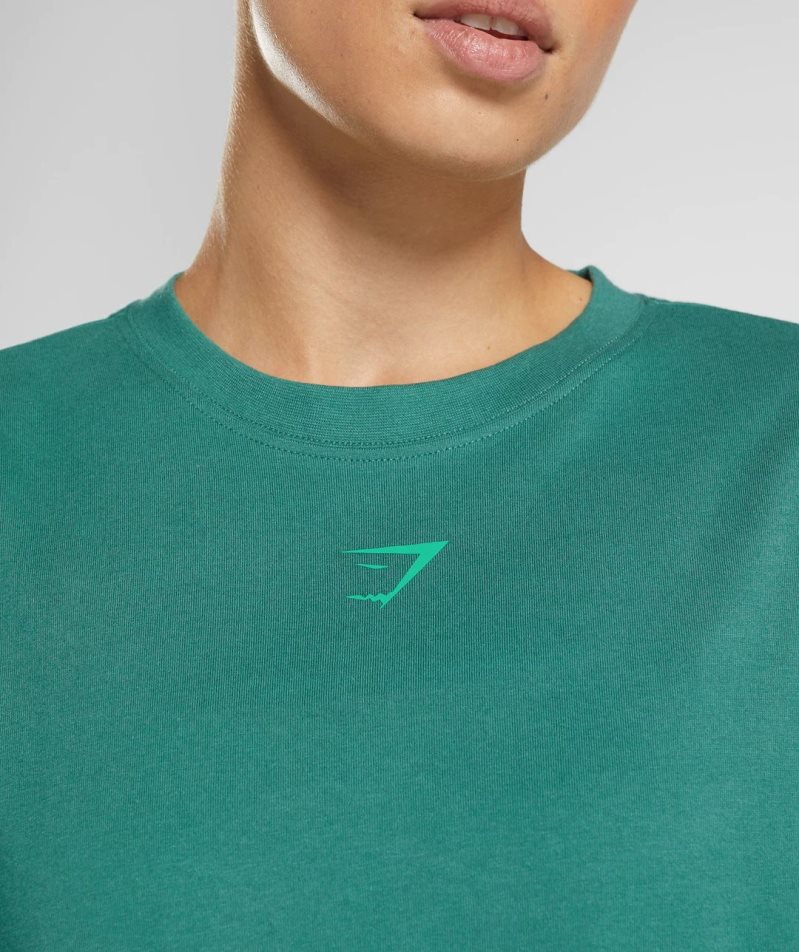 Gymshark Fraction Oversized T-shirts Damen Grün | 07429AQKI