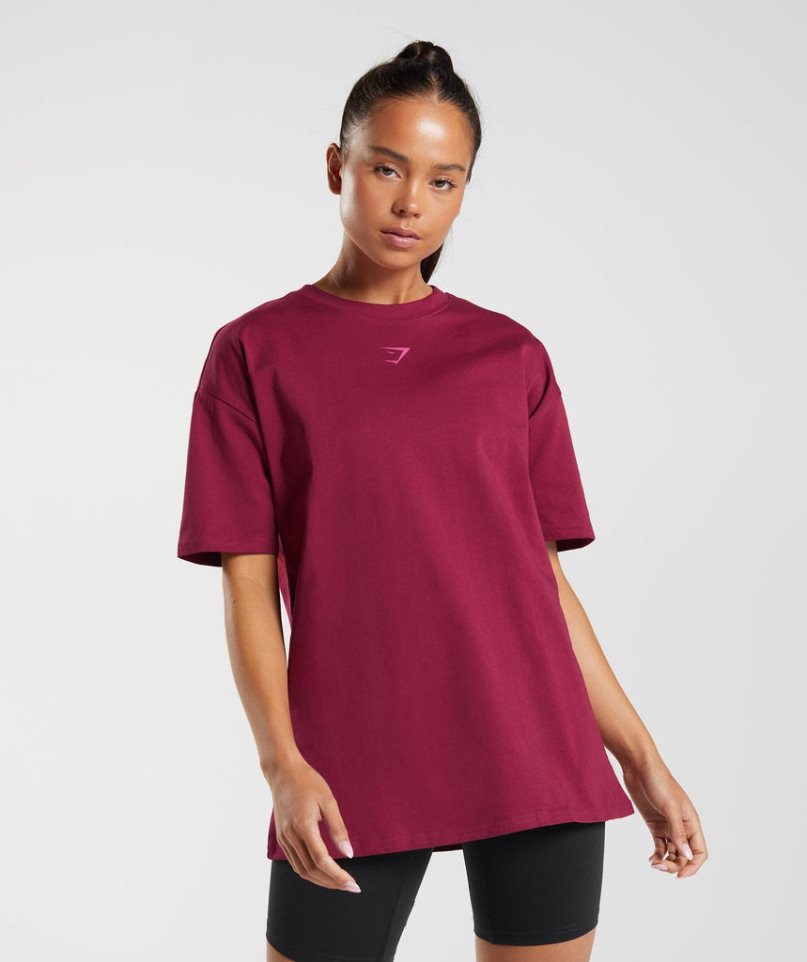 Gymshark Fraction Oversized T-shirts Damen Fuchsie | 13958UFRH