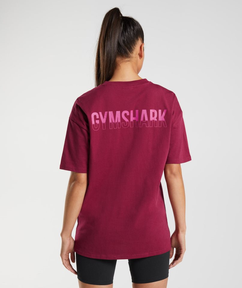 Gymshark Fraction Oversized T-shirts Damen Fuchsie | 13958UFRH