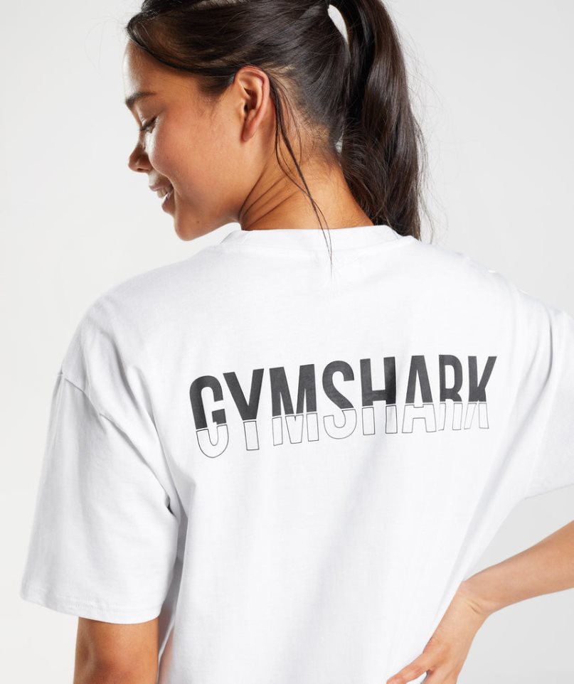 Gymshark Fraction Oversized T-shirts Damen Weiß | 45028TEVY