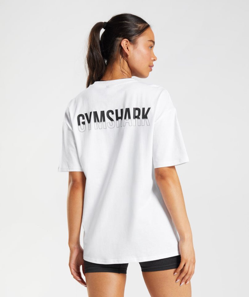 Gymshark Fraction Oversized T-shirts Damen Weiß | 45028TEVY