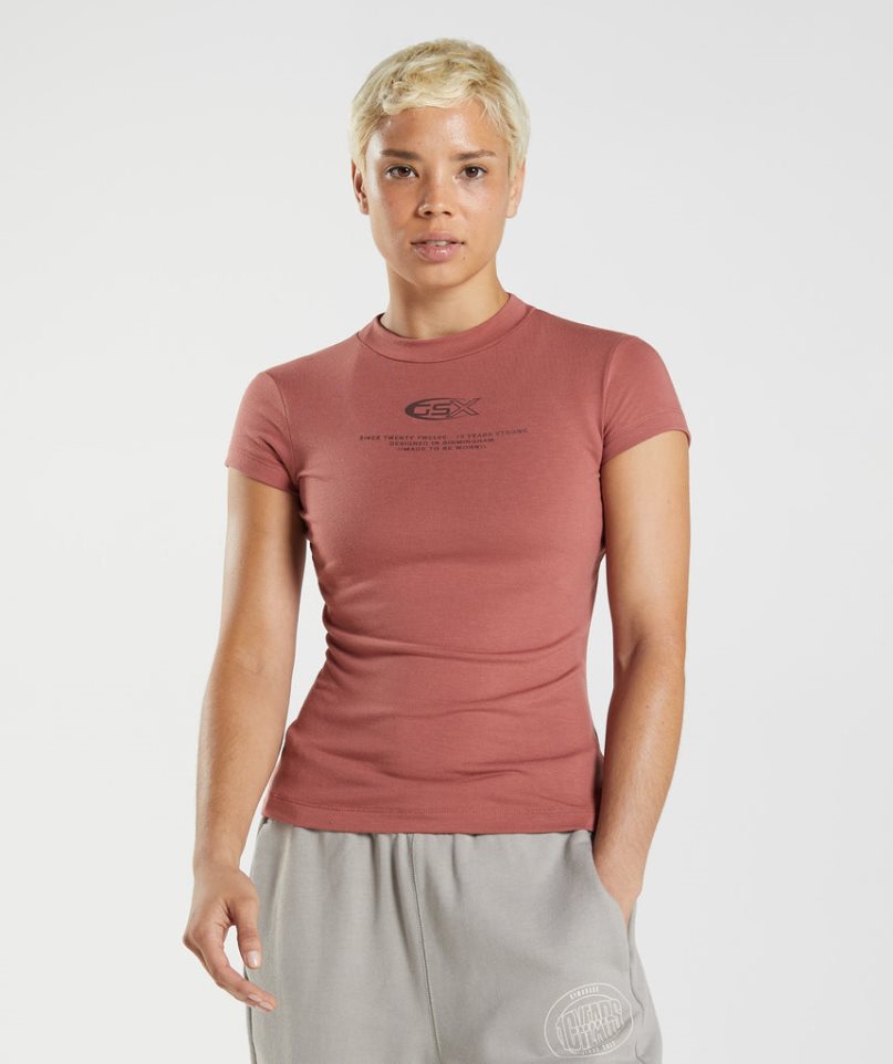 Gymshark GS10 Year Body Fit T-shirts Damen Braun | 78439CDGS