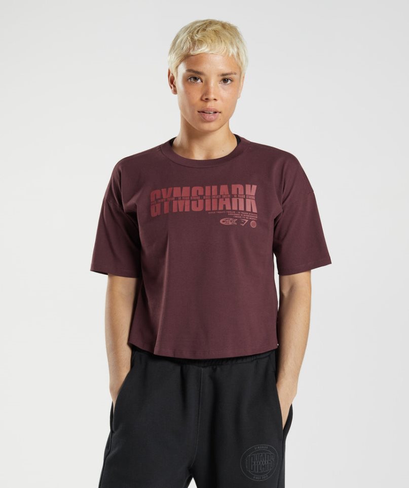 Gymshark GS10 Year Midi Kurz Geschnittene Oberteile Damen Bordeaux | 82106FGVW