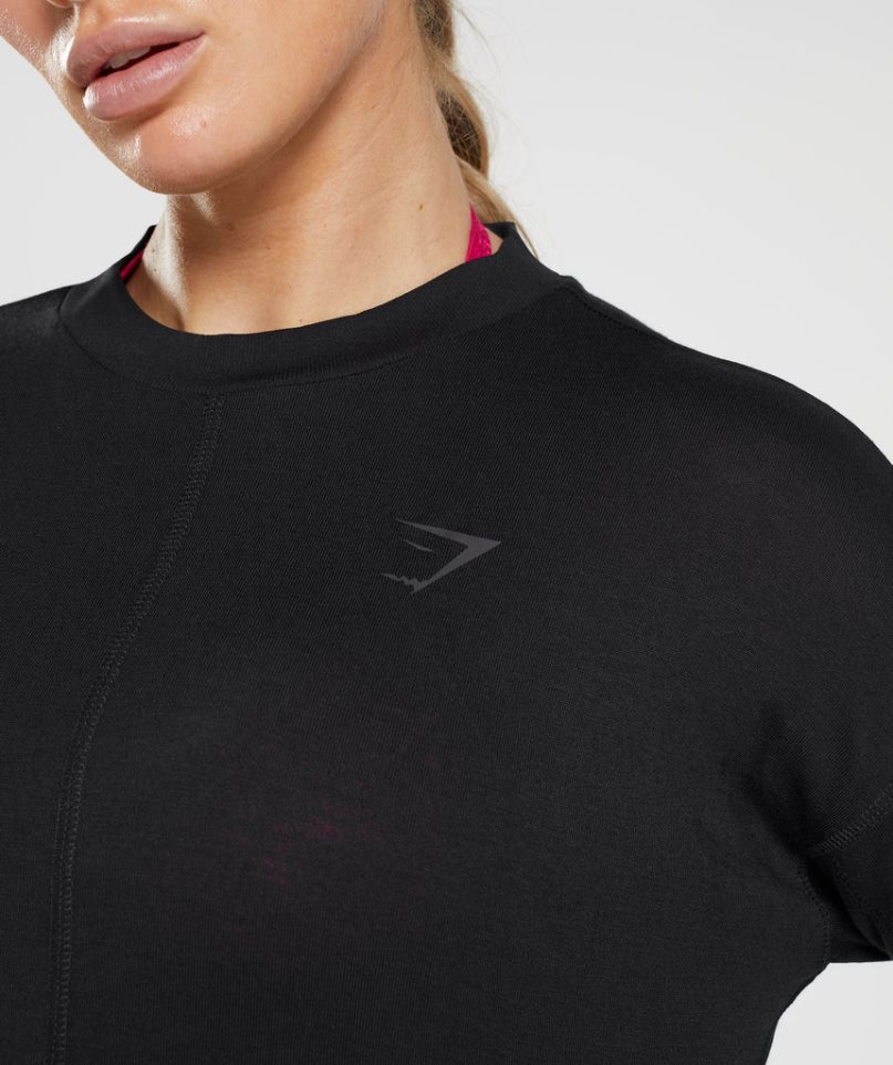 Gymshark GS Power Long Sleeve T-shirts Damen Schwarz | 98612UGCH