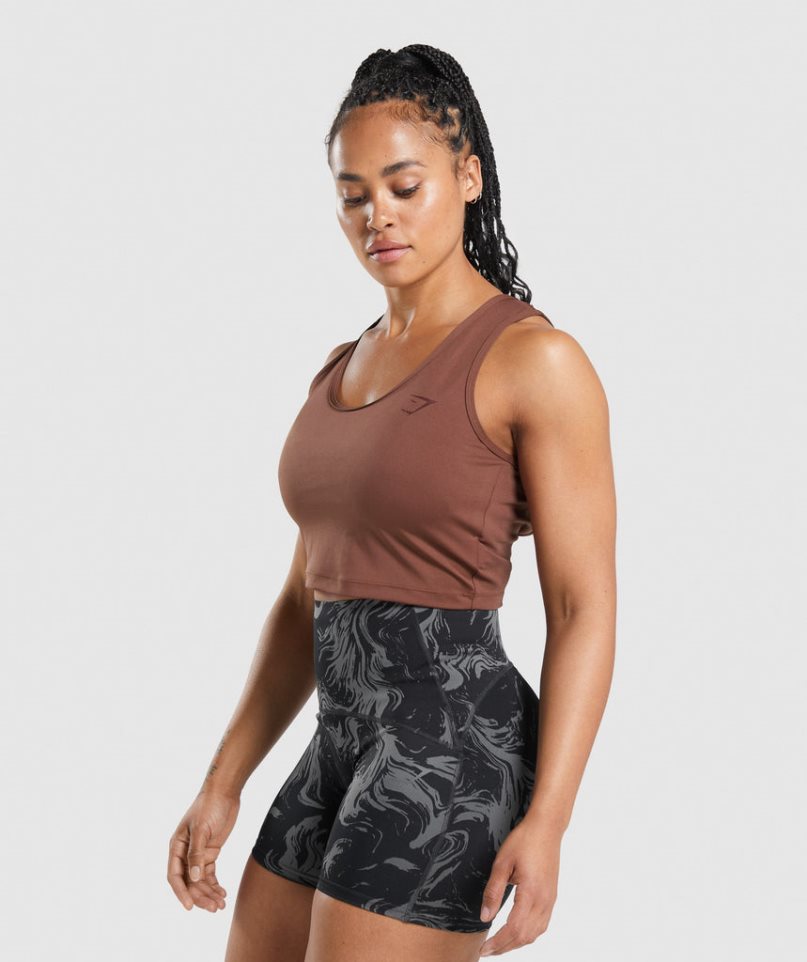 Gymshark GS Power Open Back Cropped Muskelshirt Damen Braun | 93768ELTY