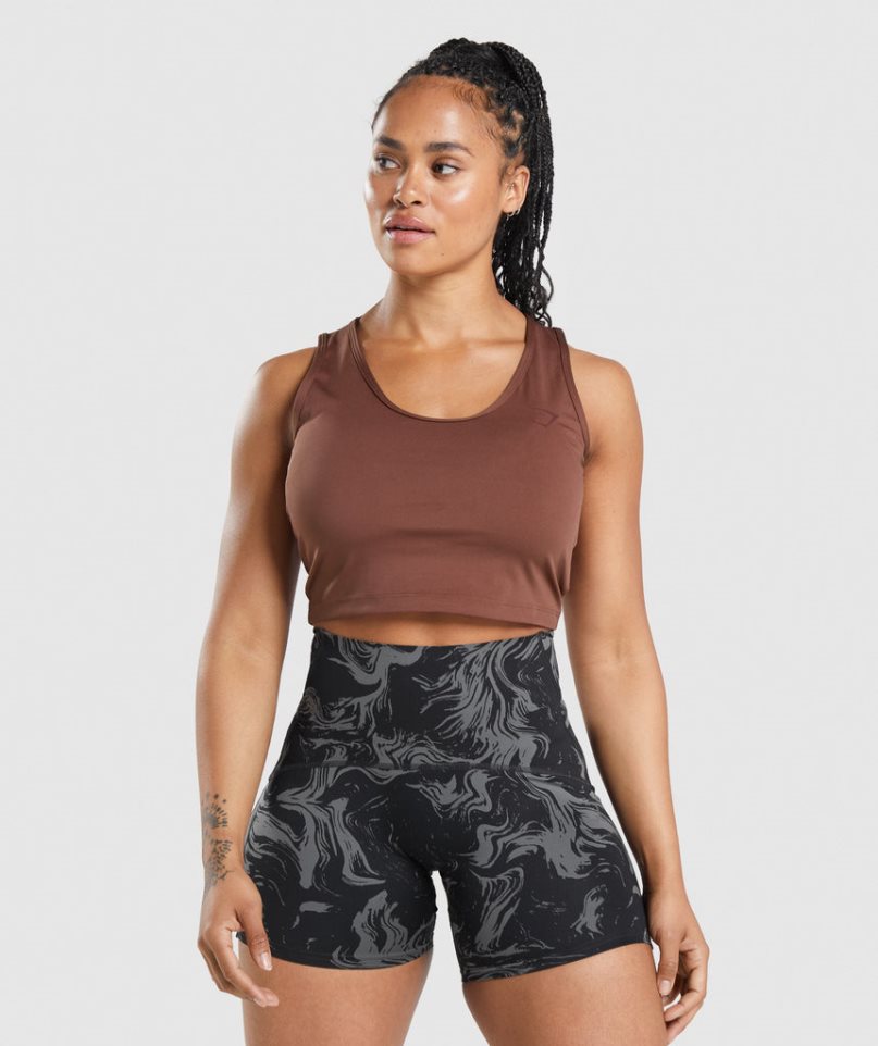 Gymshark GS Power Open Back Cropped Muskelshirt Damen Braun | 93768ELTY