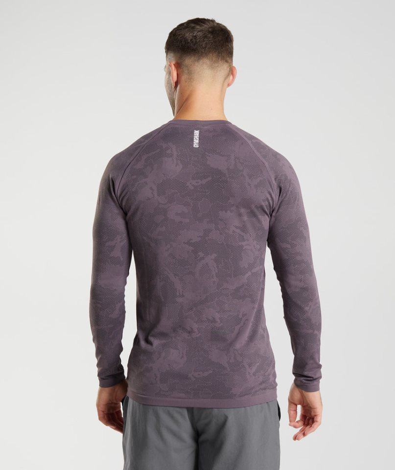 Gymshark Geo Seamless Long Sleeve T-shirts Herren Lila | 45038NRMS