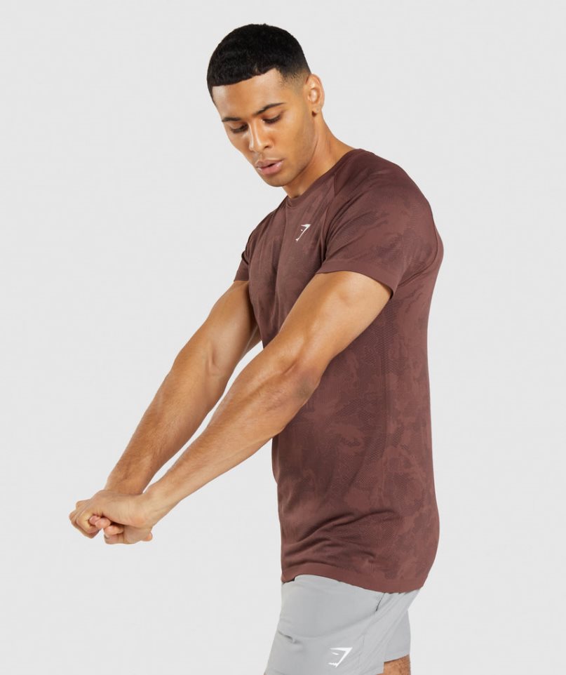 Gymshark Geo Seamless T-shirts Herren Braun | 80417QNCX