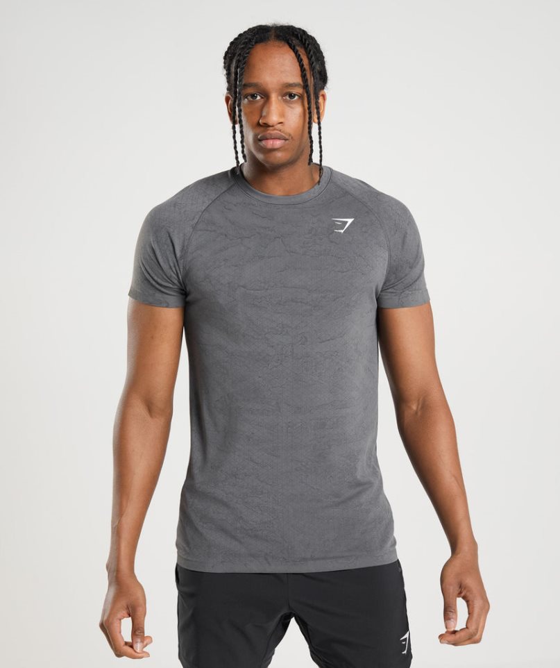 Gymshark Geo Seamless T-shirts Herren Grau | 34561PJUF