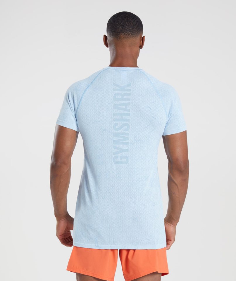 Gymshark Geo Seamless T-shirts Herren Hellblau | 04321BXWH