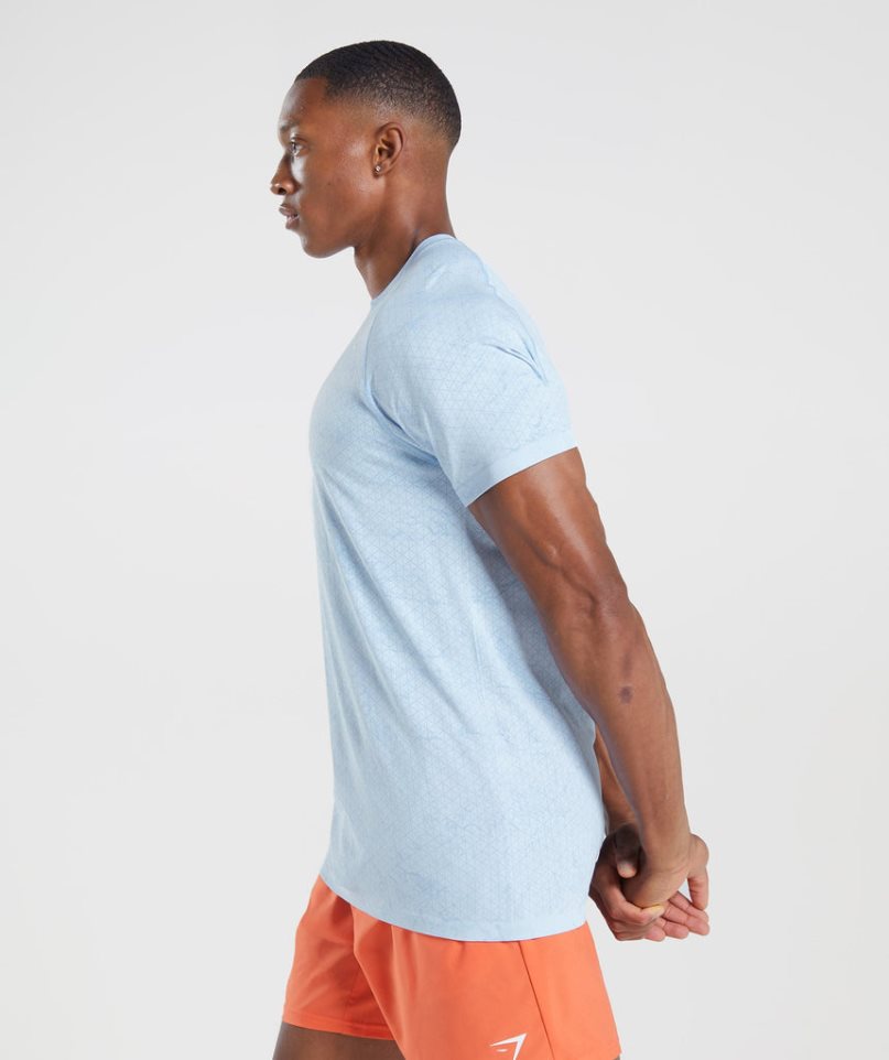 Gymshark Geo Seamless T-shirts Herren Hellblau | 04321BXWH