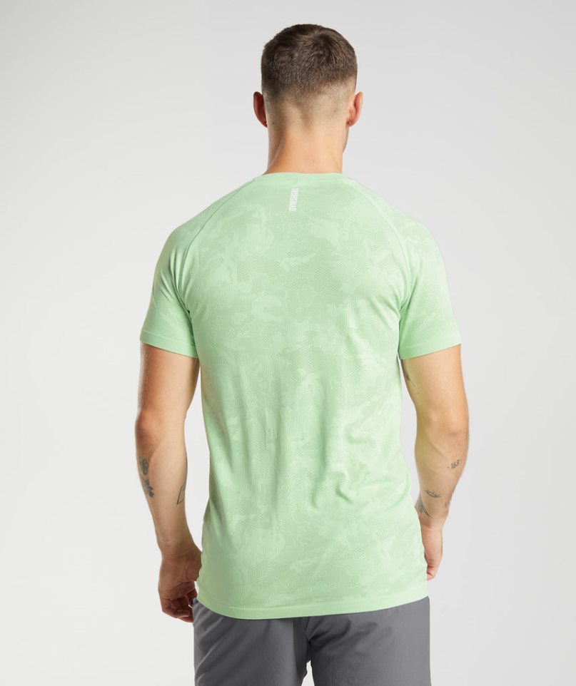 Gymshark Geo Seamless T-shirts Herren Hellgrün | 20546UYGV