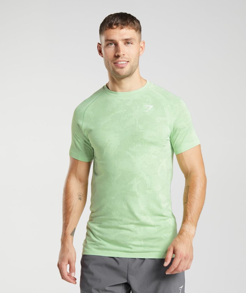 Gymshark Geo Seamless T-shirts Herren Hellgrün | 20546UYGV