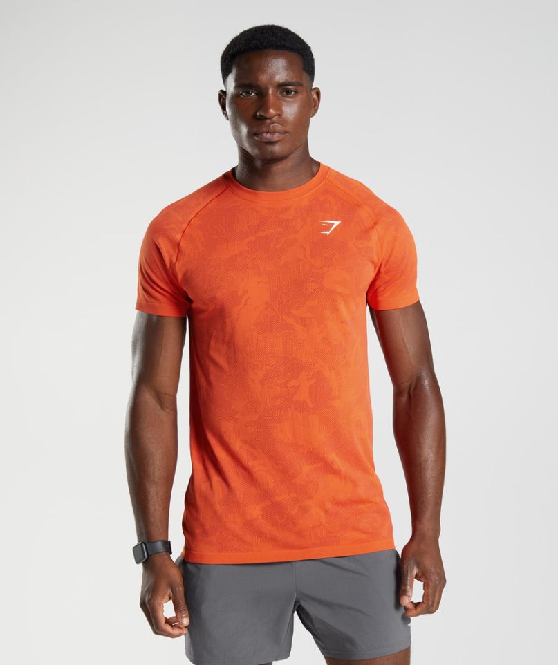 Gymshark Geo Seamless T-shirts Herren Orange | 19826IQGK