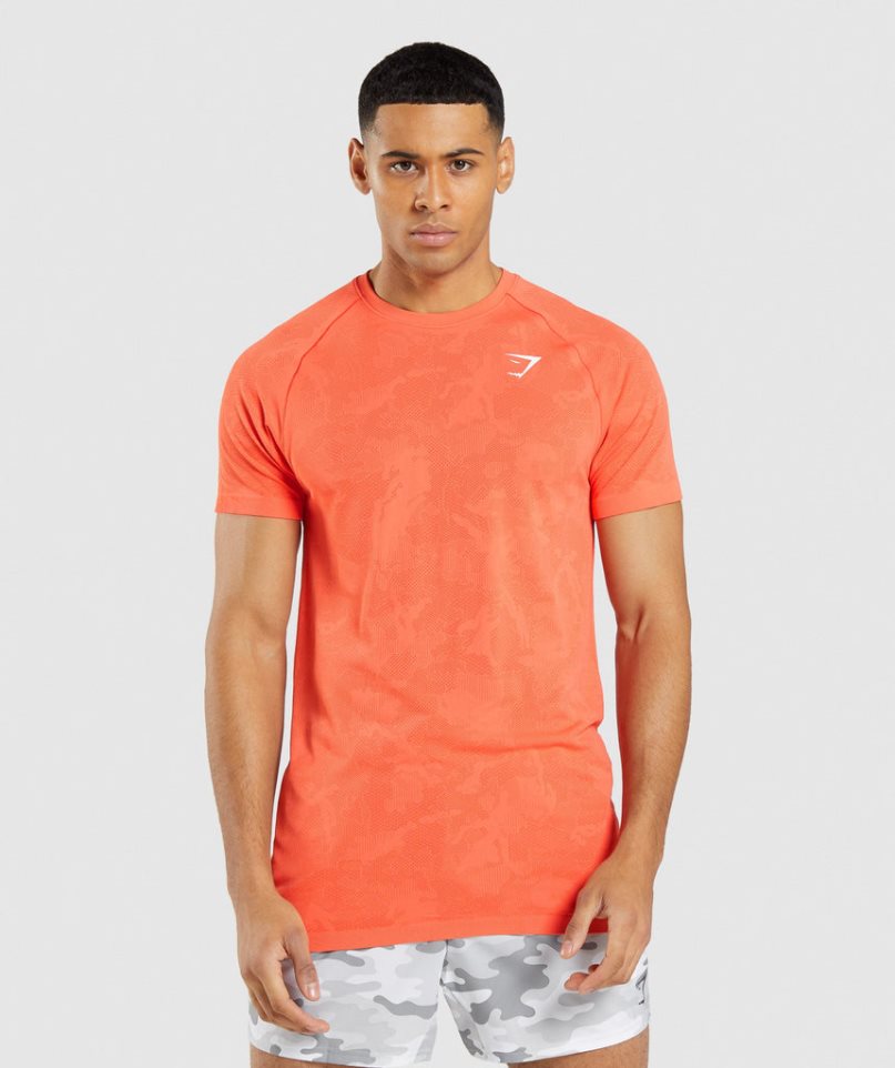 Gymshark Geo Seamless T-shirts Herren Orange | 86907SHQI