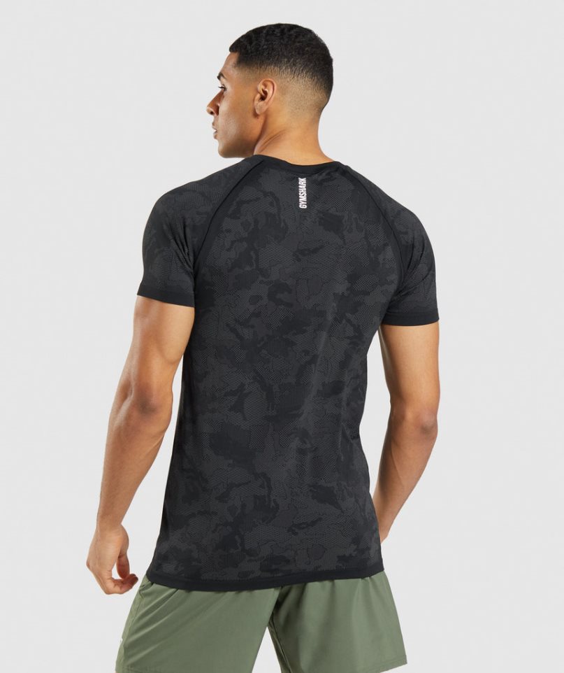 Gymshark Geo Seamless T-shirts Herren Schwarz | 53407WLQX