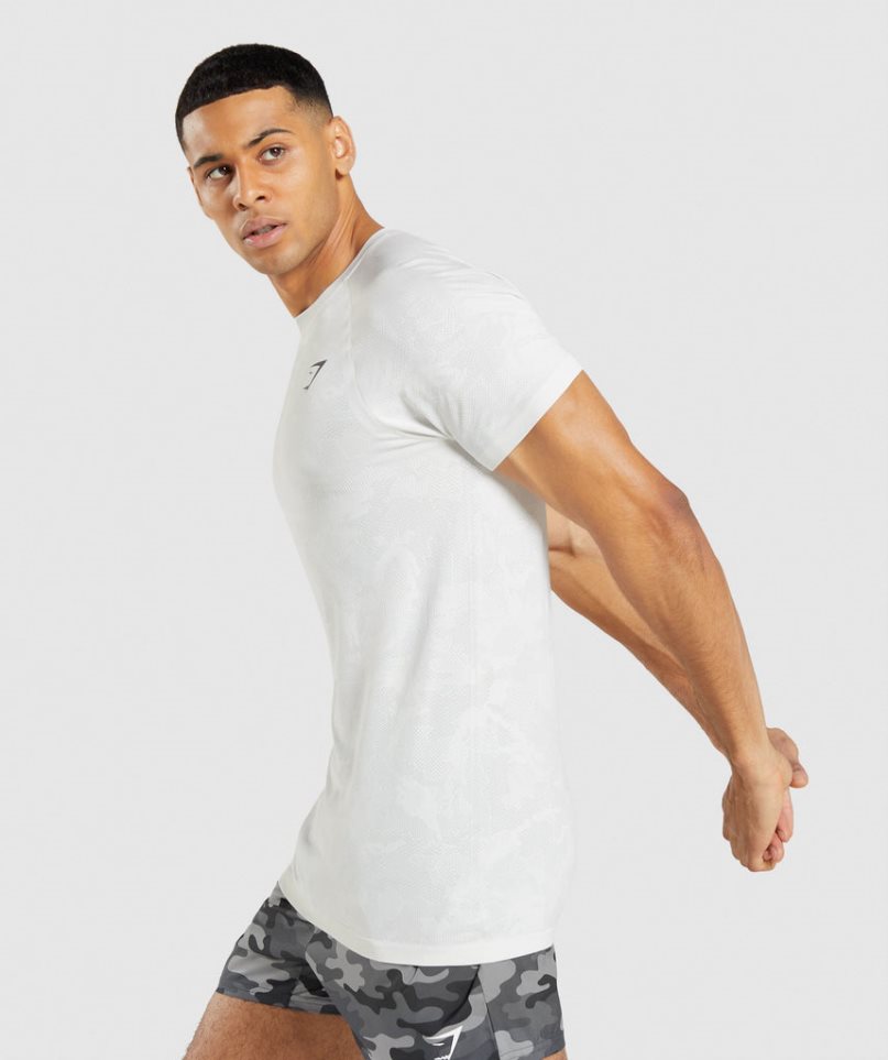 Gymshark Geo Seamless T-shirts Herren Weiß | 48379MQCG