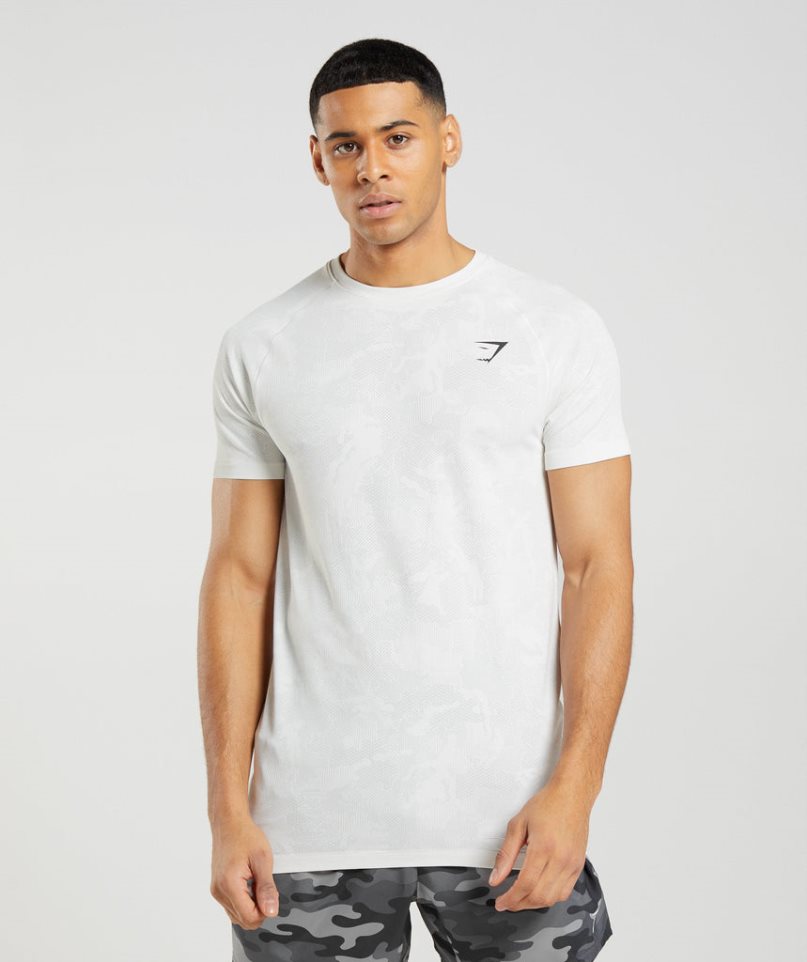 Gymshark Geo Seamless T-shirts Herren Weiß | 48379MQCG