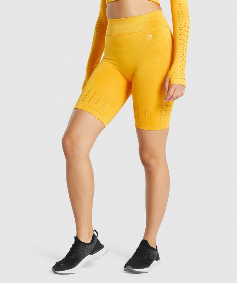 Gymshark Glow Seamless Kurze Hose Damen Gelb | 32065PTOR