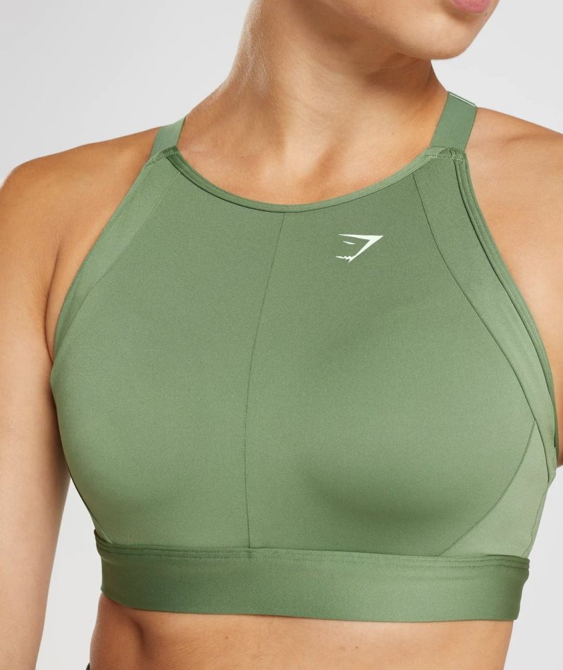 Gymshark High Neck High Support Sport Bh Damen Grün | 57421YNFO