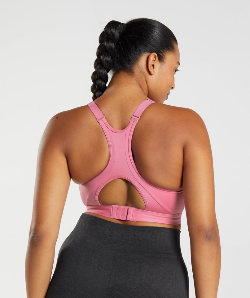 Gymshark High Neck High Support Sport Bh Damen Rosa | 91832VEJO