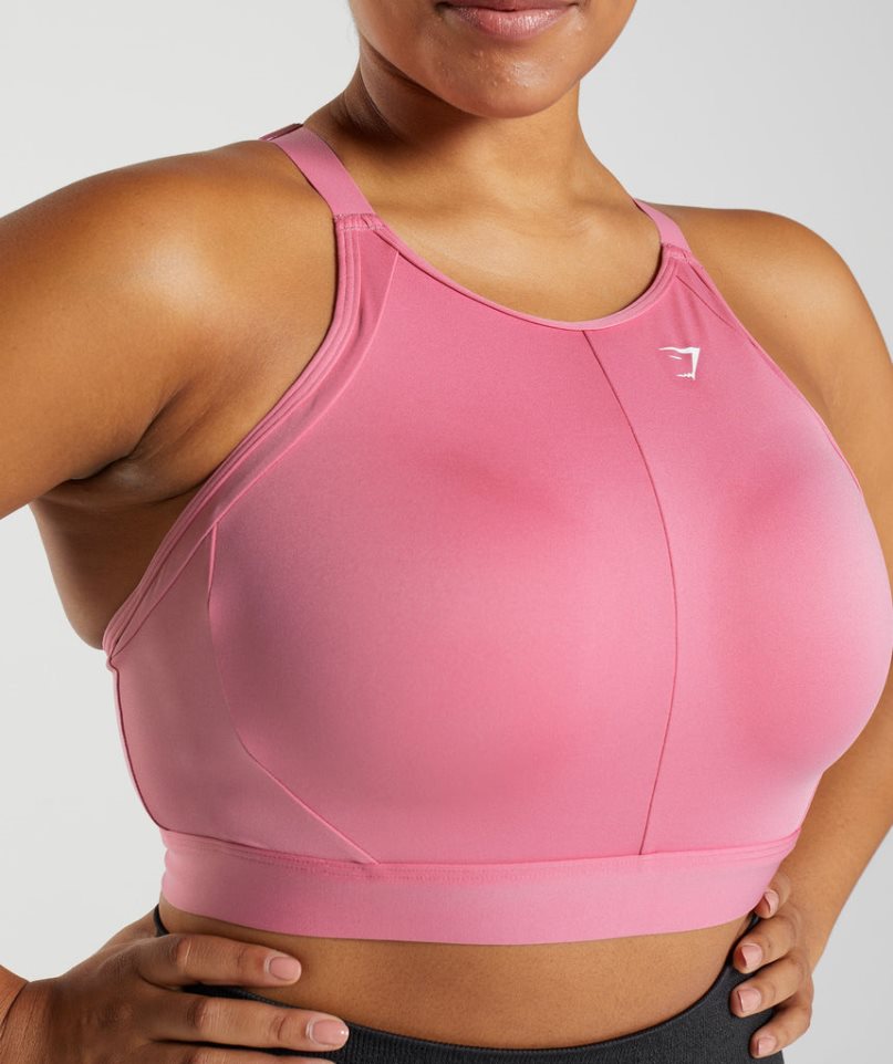 Gymshark High Neck High Support Sport Bh Damen Rosa | 91832VEJO