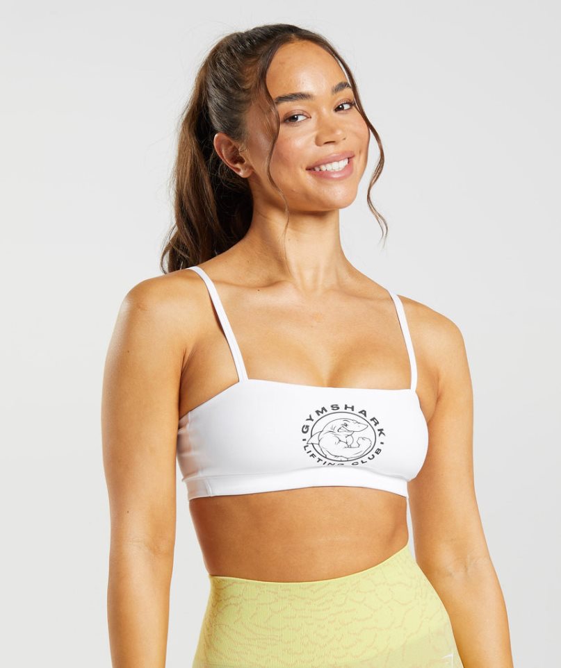 Gymshark Legacy Bandeau Sport Bh Damen Weiß | 38017DPXF