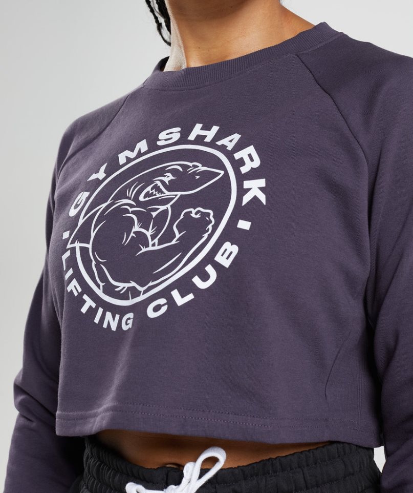 Gymshark Legacy Cropped Sweatshirts Damen Lila | 19740KMVO